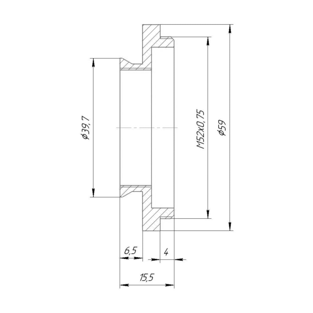 39.7mm microscope dovetail to M52x0.75 male thread adapter