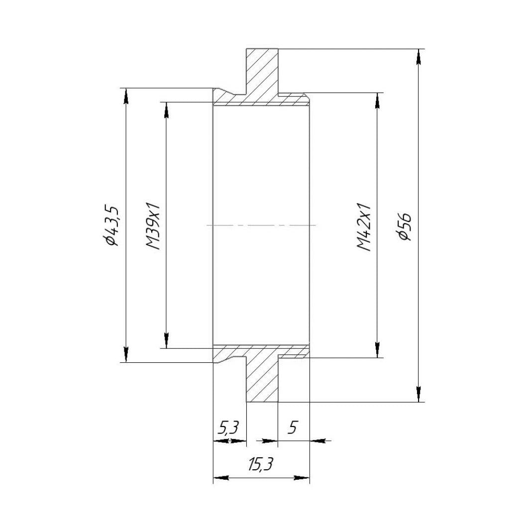 43.5mm microscope dovetail (Zeiss West) to M42x1 male thread adapter