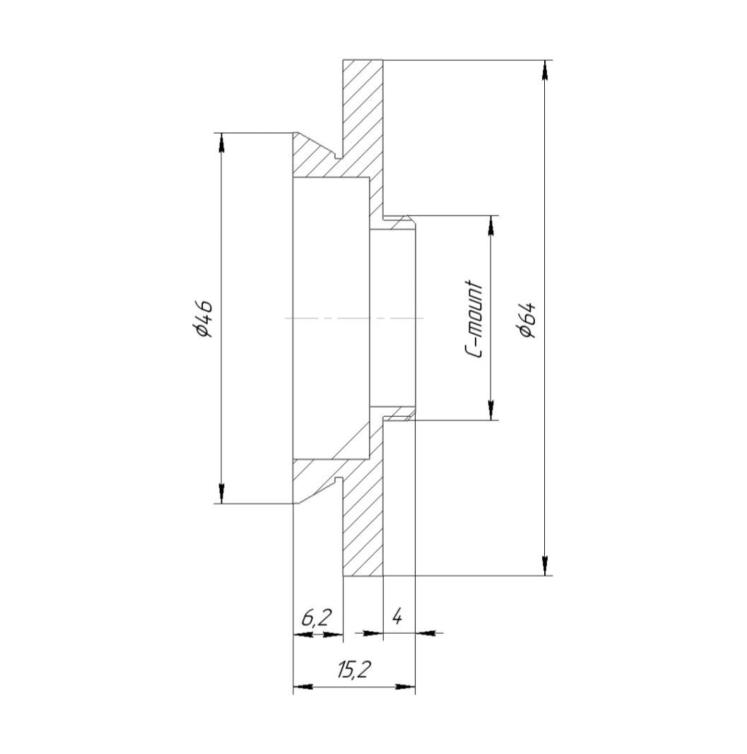 46mm microscope dovetail to C-mount male thread adapter, wide