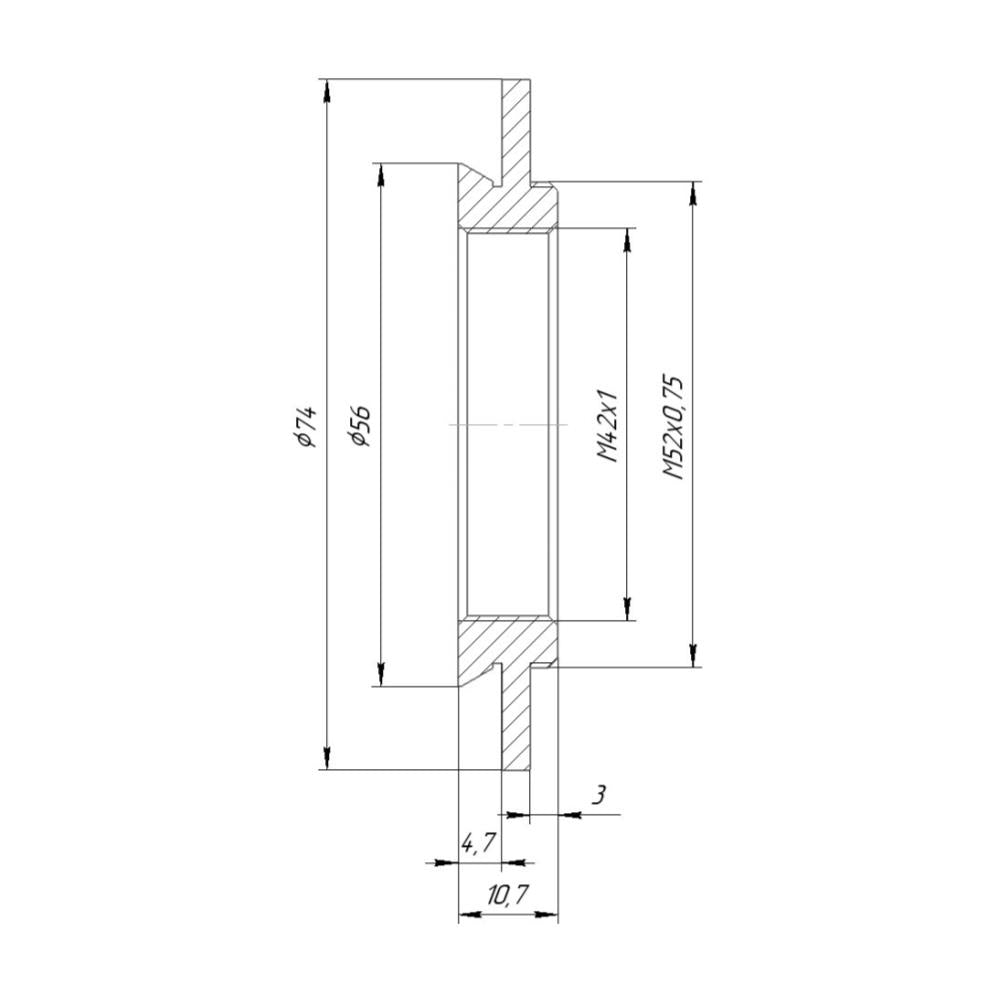 56mm microscope dovetail to M52x0.75 male thread adapter