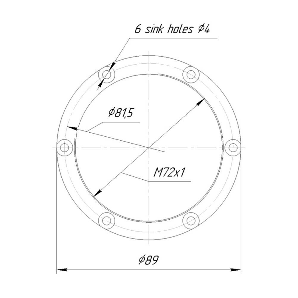 Lens board (mount flange) with M72x1 female thread
