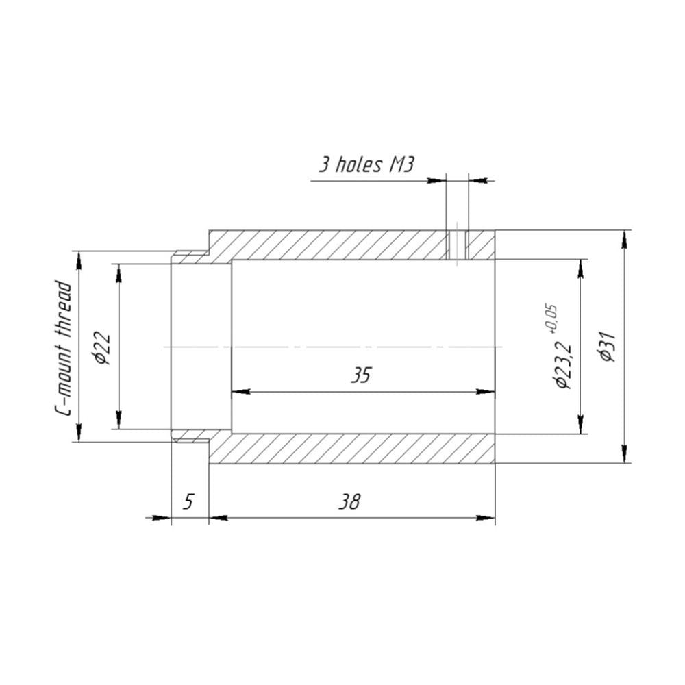 23.2mm clamp to C-mount male thread adapter