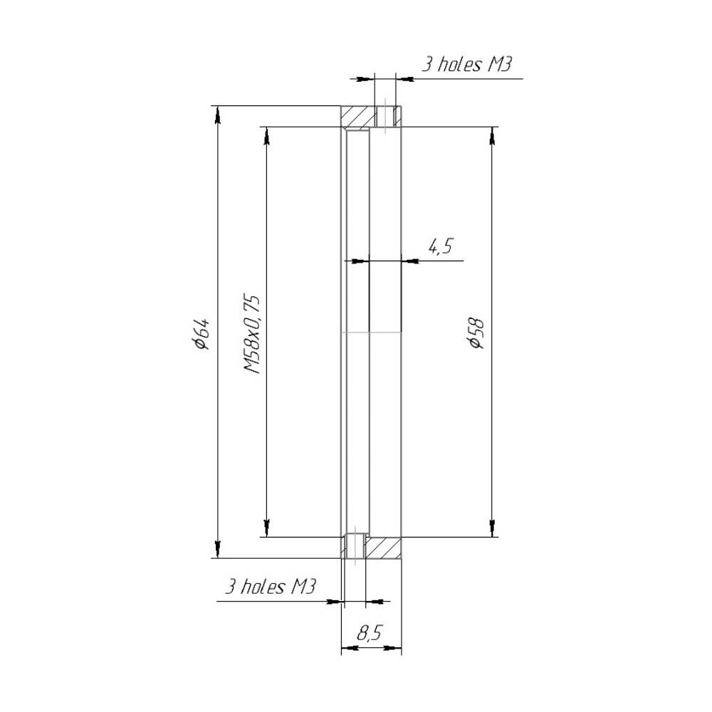 58mm clamp to M58x0.75 female thread adapter