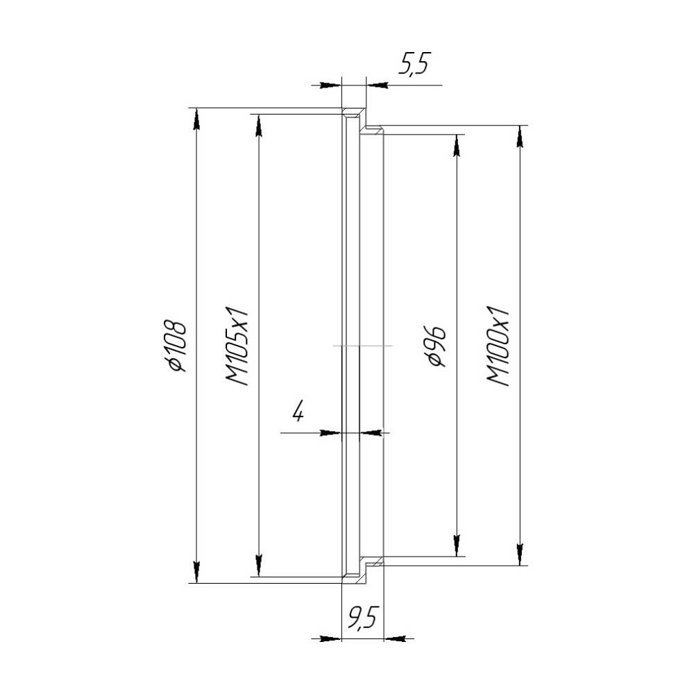 M100x1 male to M105x1 female thread adapter