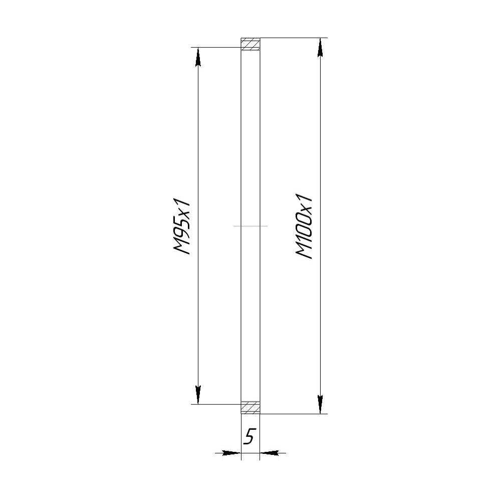 M100x1 male to M95x1 female thread adapter (100mm to 95mm step-down ring)