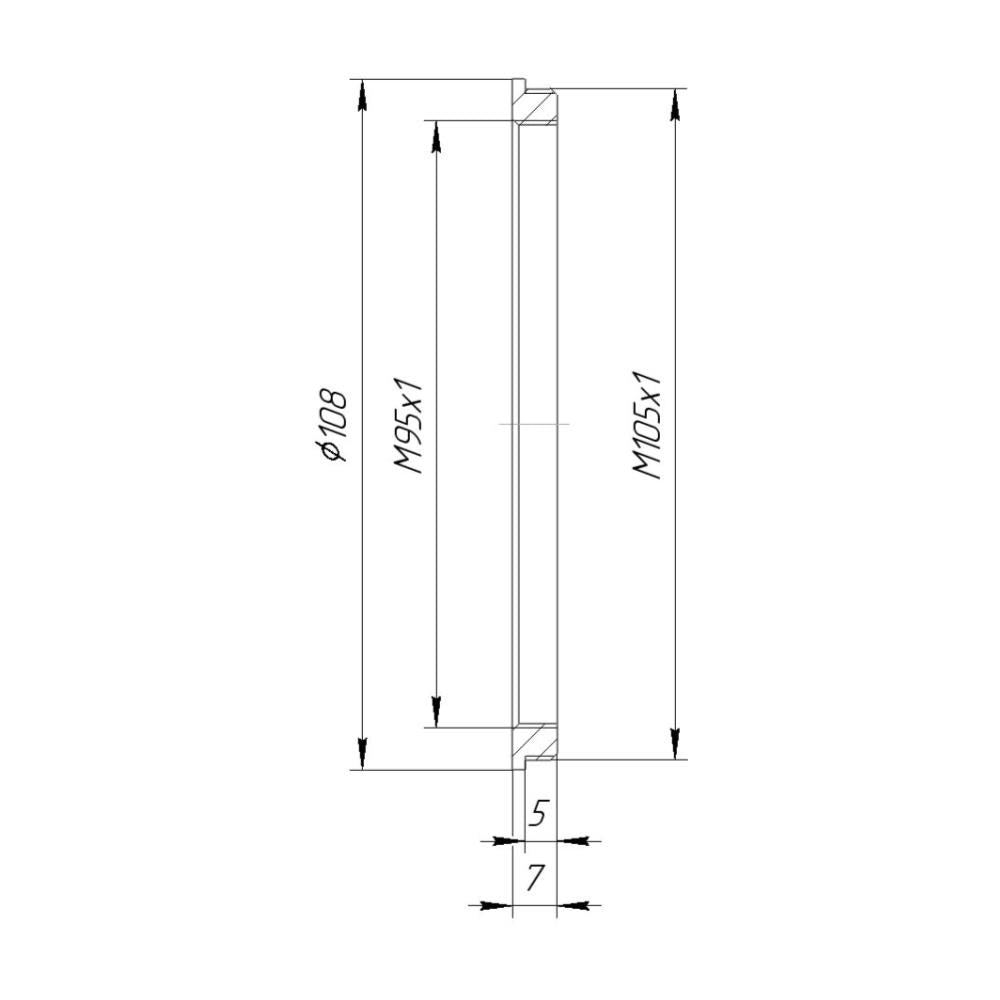 M105x1 male to M95x1 female thread adapter (105mm to 95mm step-down ring)