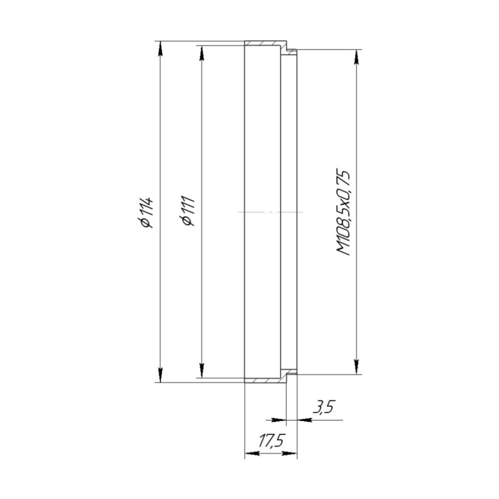 M108.5x0.75 male thread to 114mm outer diameter adapter
