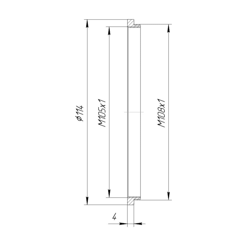 M108x1 male to M105x1 female thread adapter (filter step-down ring)