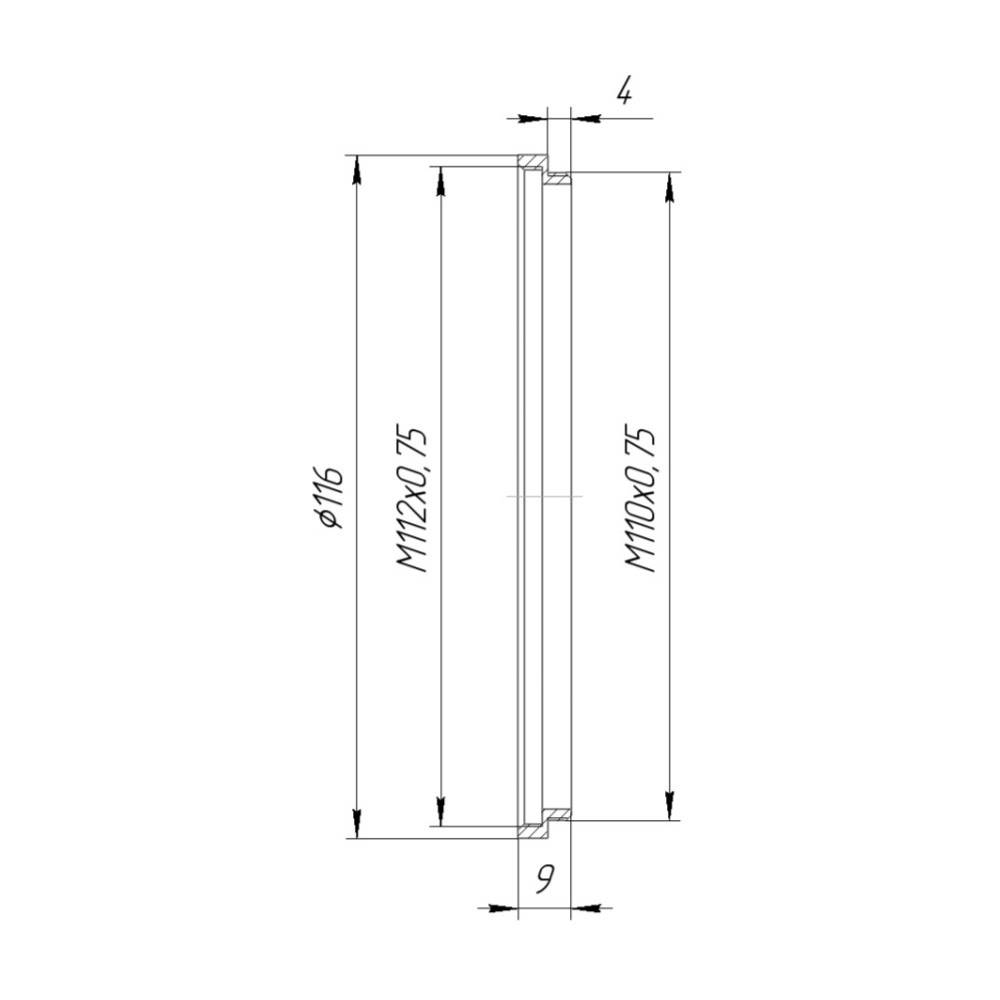 M110x0.75 male to M112x0.75 female thread adapter