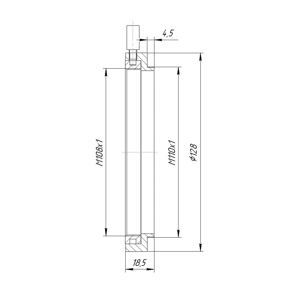 M110x1 male to M108x1 female thread adapter, rotatable