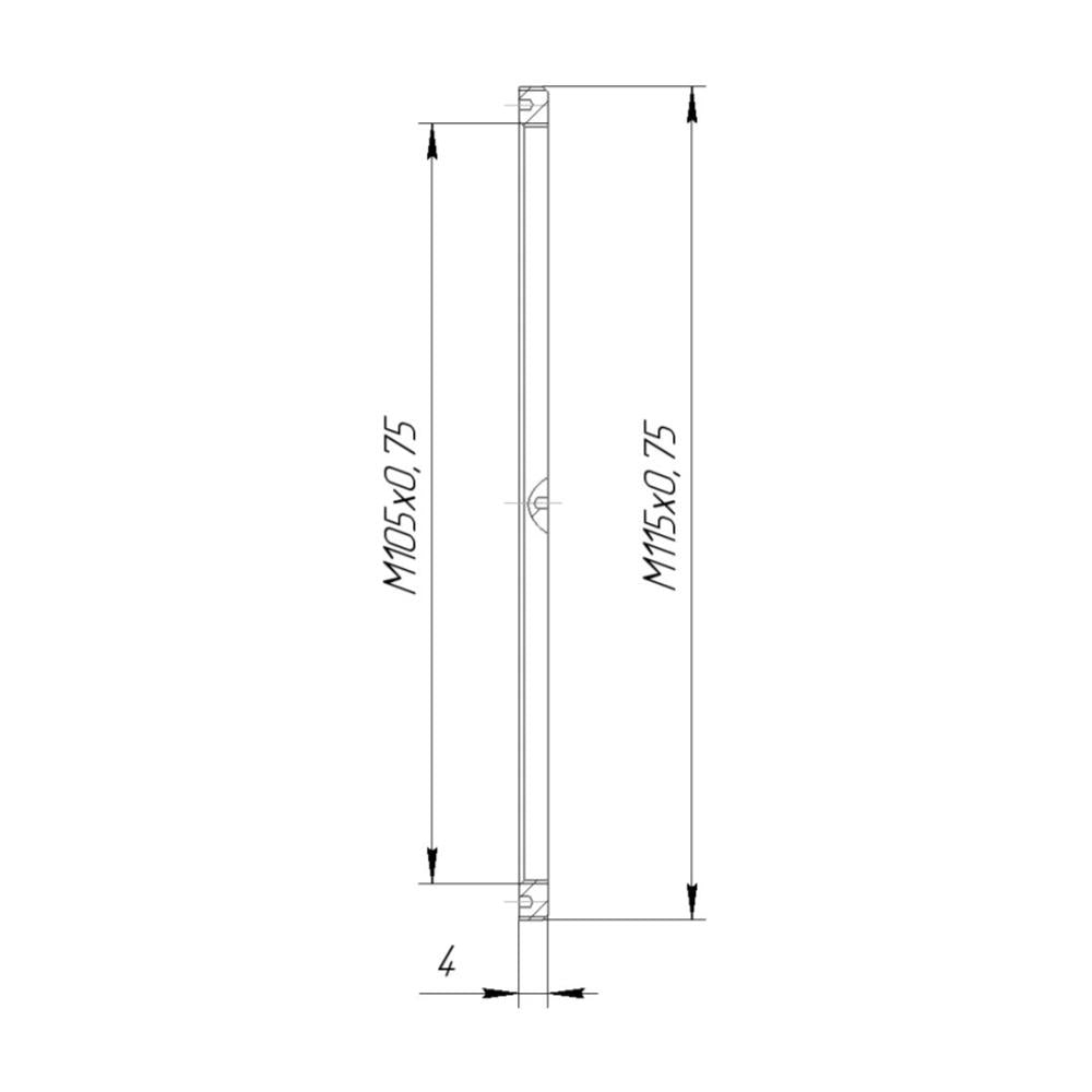 M115x0.75 male to M105x0.75 female thread adapter (115mm to 105m step-down ring)