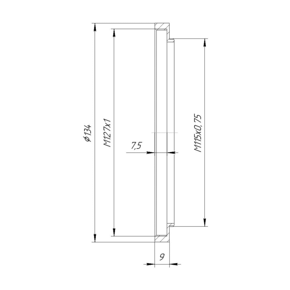 M115x0.75 male to M127x1 female thread adapter for Rapido FVD-35A