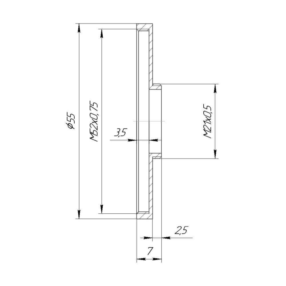 M21x0.5 male to M52x0.75 female thread adapter for Kern 2.8/36mm lens