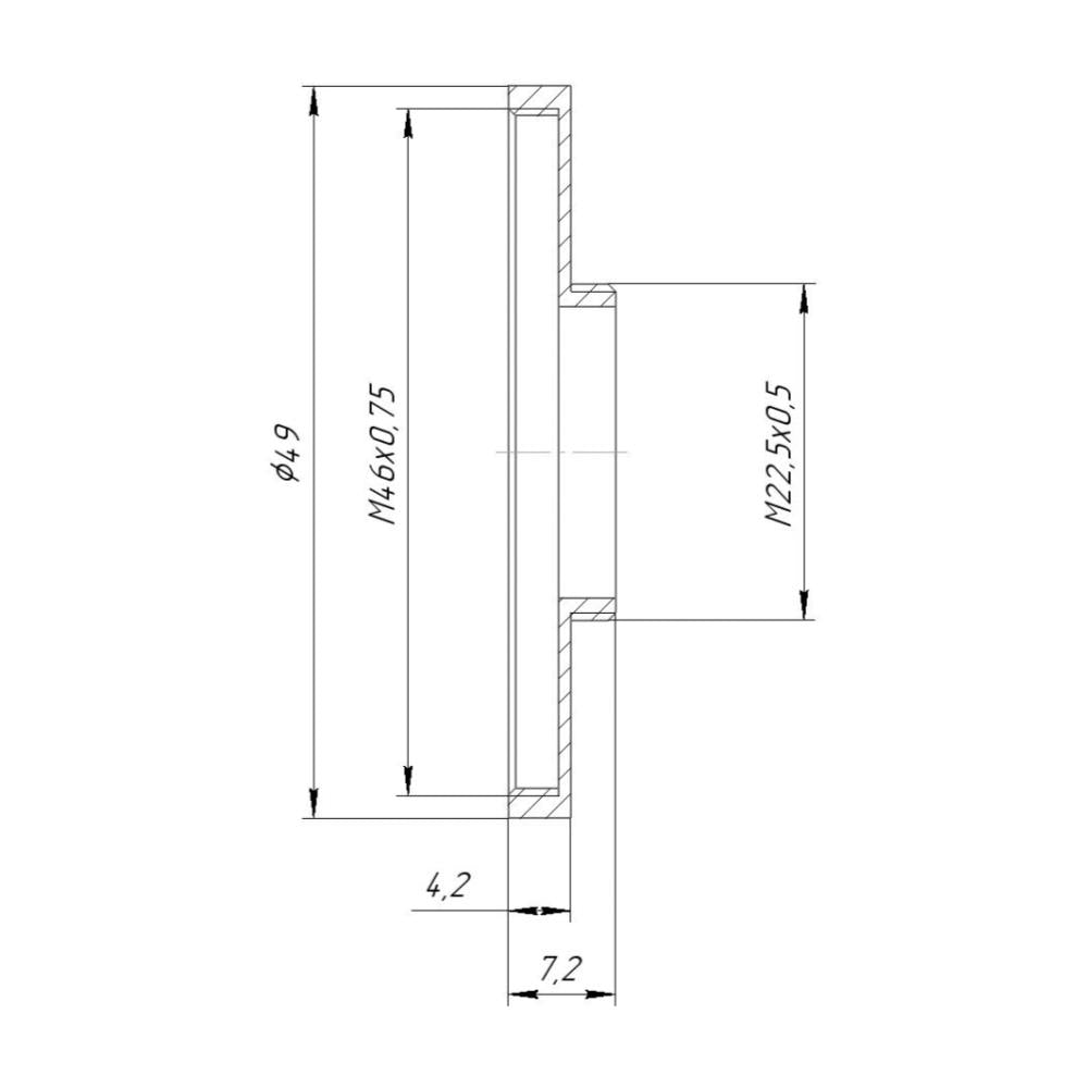 M22.5x0.5 male to M46x0.75 female thread adapter for Minitar-1 2.8/32mm Art lens