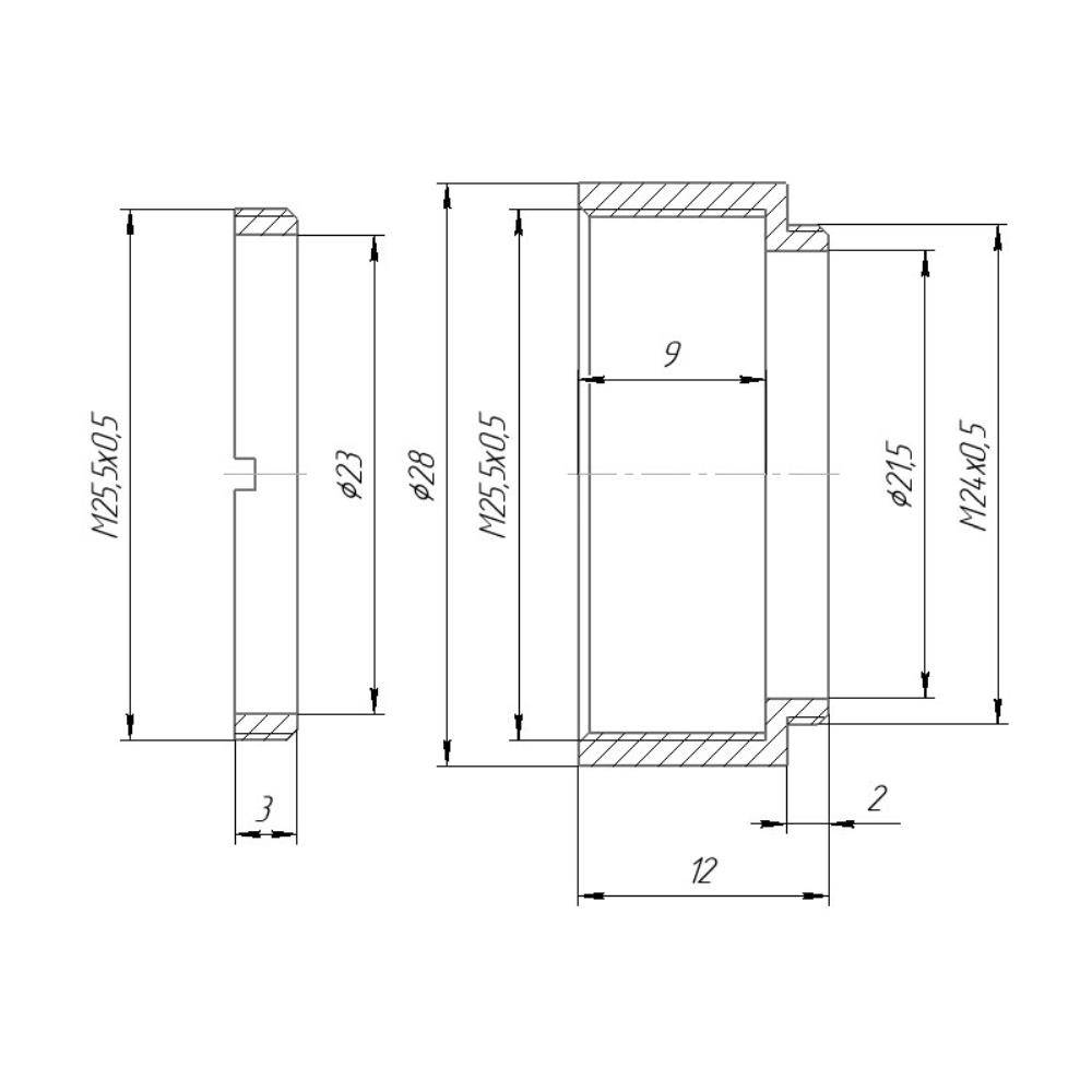 25mm filter holder with M24x0.5 male thread