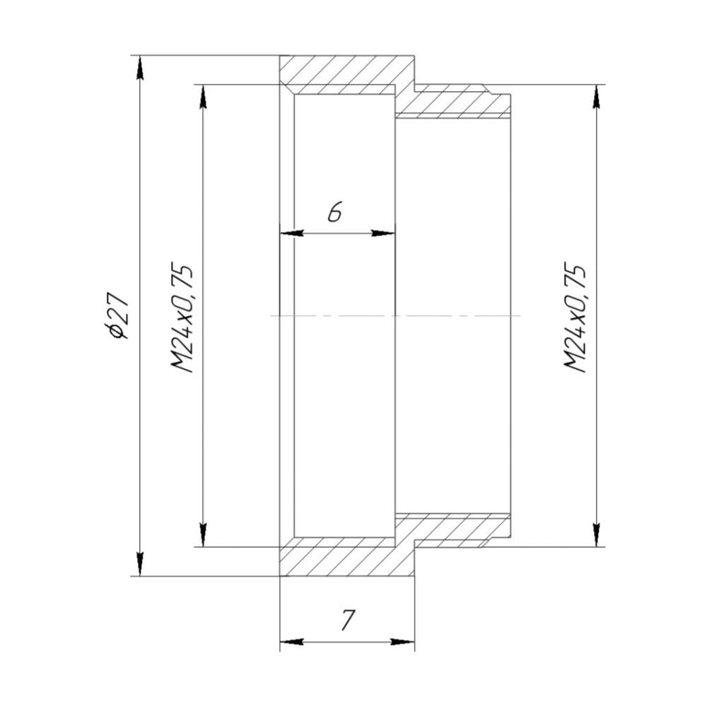 7mm extender for M24x0.75 microscope objectives, bronze