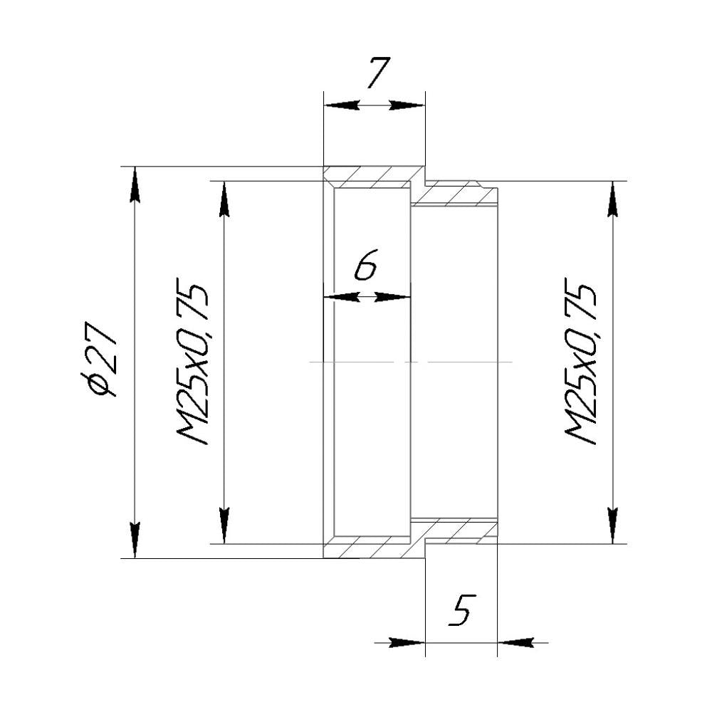 7mm extender for M25x0.75 microscope objectives, bronze