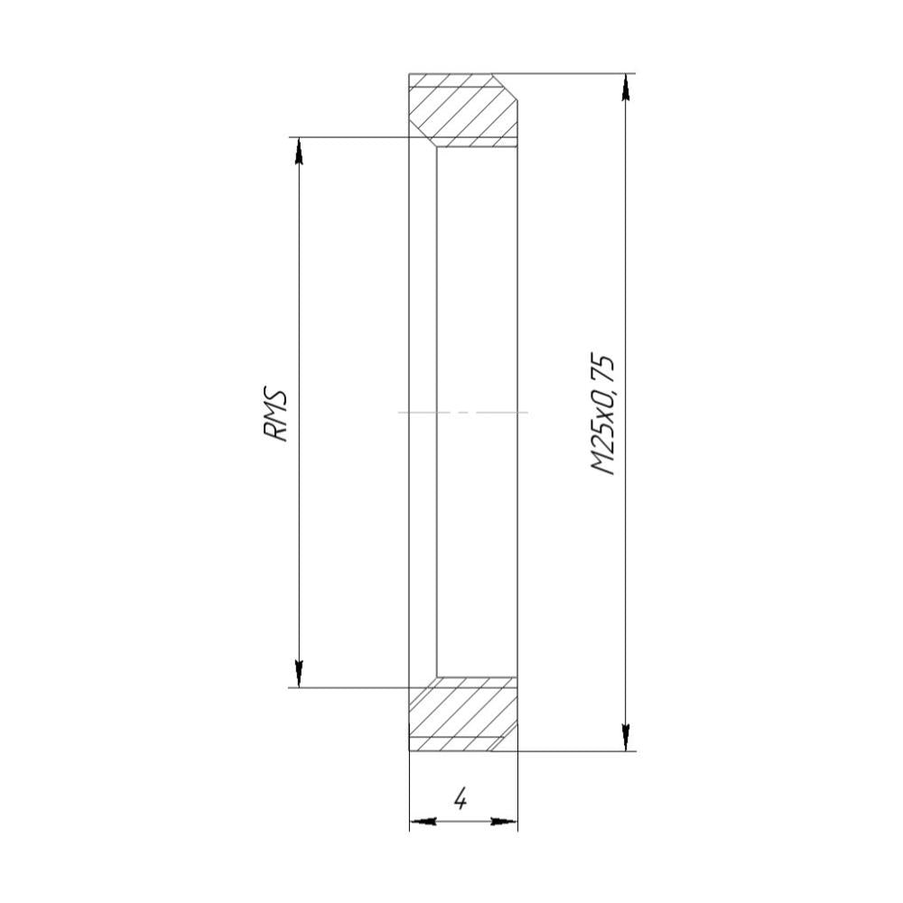 M25x0.75 male to RMS female thread microscope adapter, flangeless, black