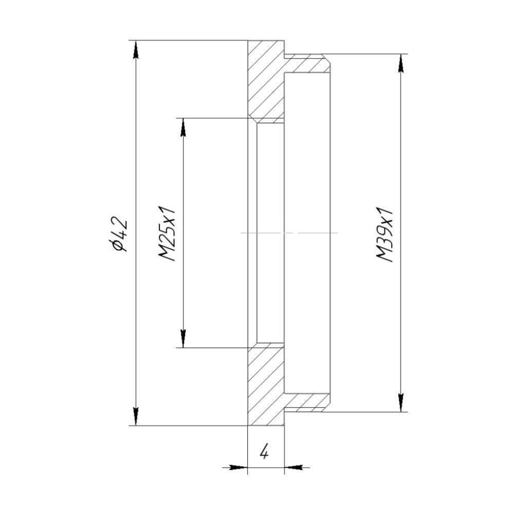 M25x1 female to M39x1 male thread adapter
