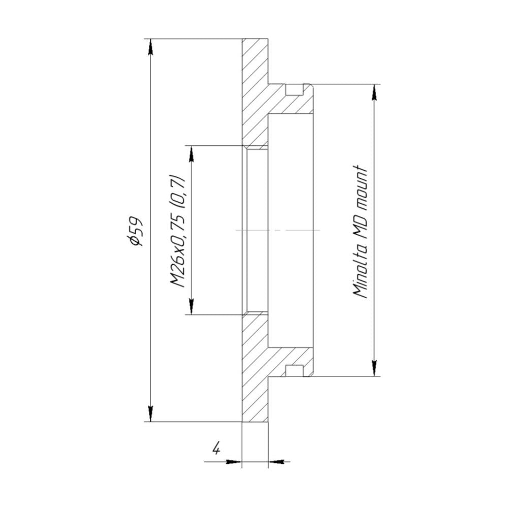 M26 female thread to Minolta MD camera mount adapter