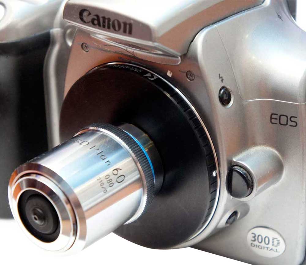 M26x0.75 female thread to Canon EOS camera mount adapter