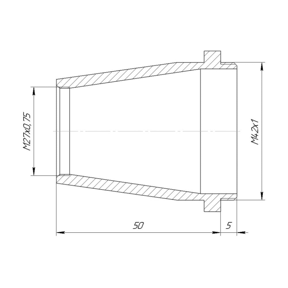 M27x0.75 female to M42x1 male thread adapter, cone