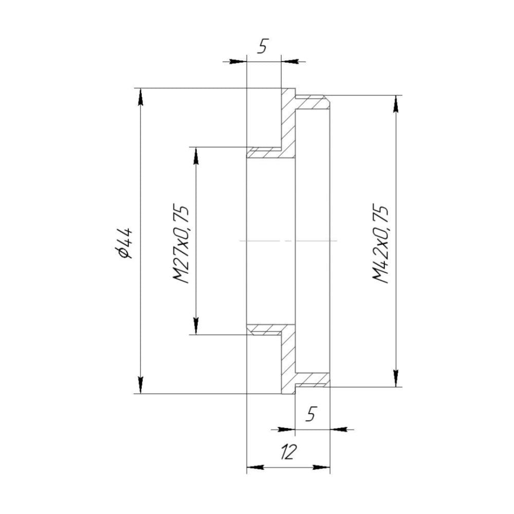 M27x0.75 male to T2 male thread adapter for Meade 9x60 viewfinder
