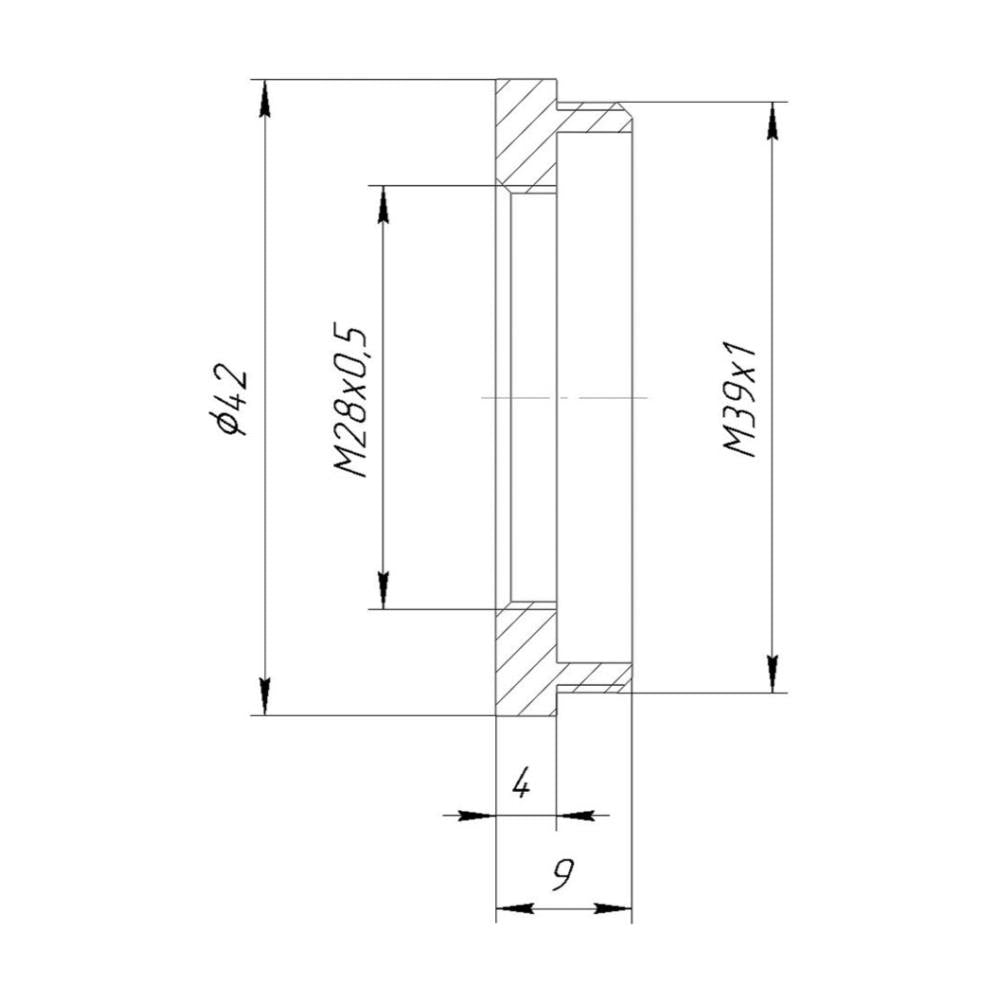 M28x0.5 female to M39x1 male thread adapter
