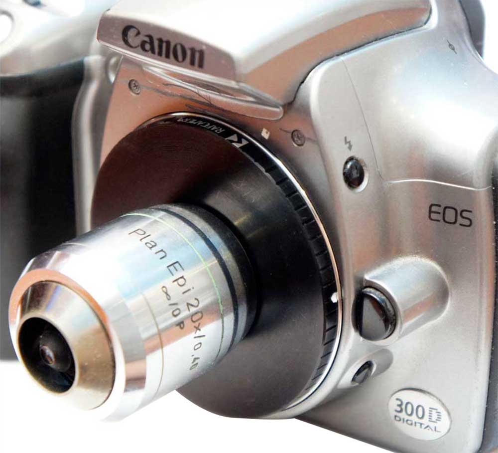 M28x0.75 female thread to Canon EOS camera mount adapter