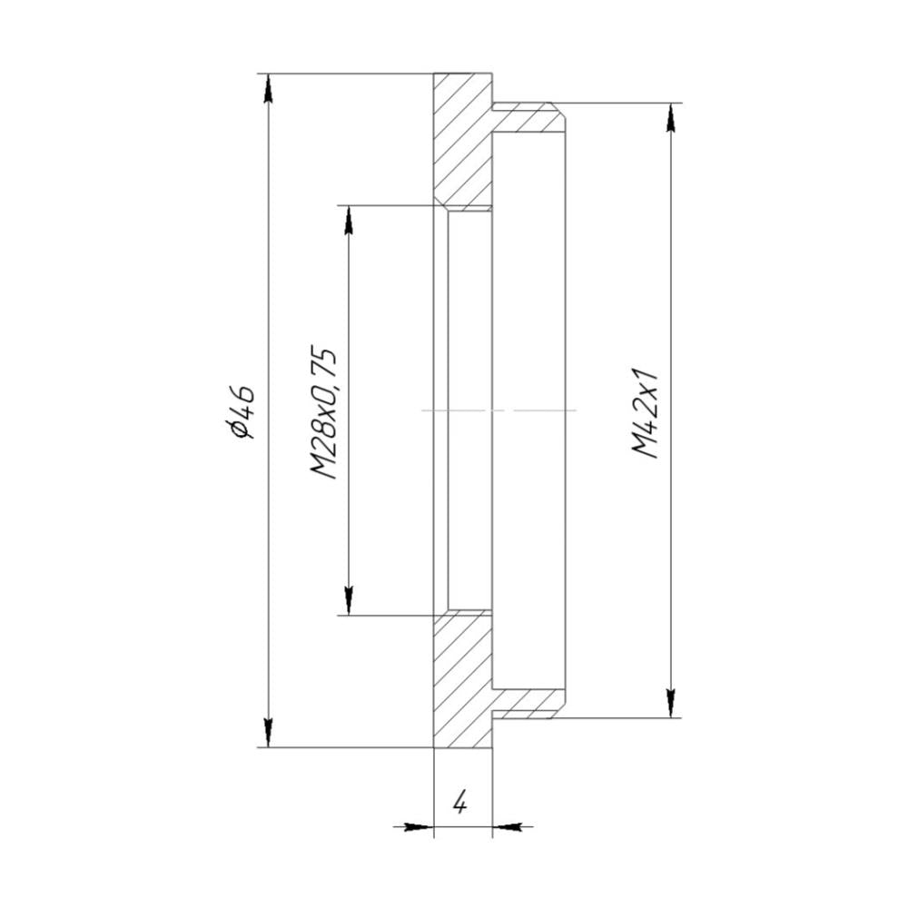 M28x0.75 female to M42x1 male thread adapter