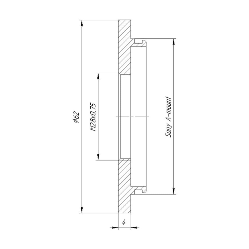 M28x0.75 female thread to Sony/Minolta A-mount camera adapter