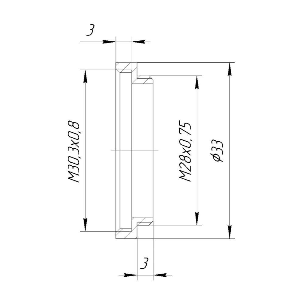 M28x0.75 male to M30.3x0.8 female thread adapter