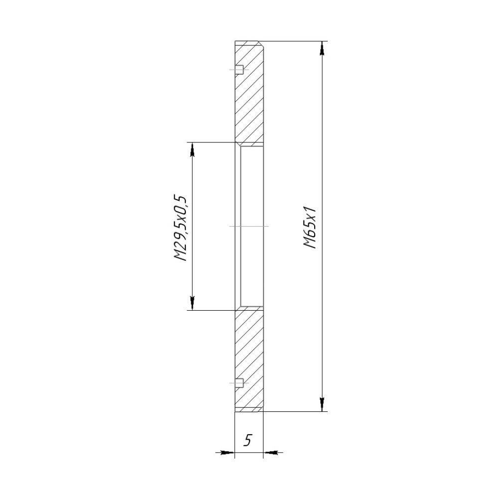 M29.5x0.5 female to M65x1 male thread adapter