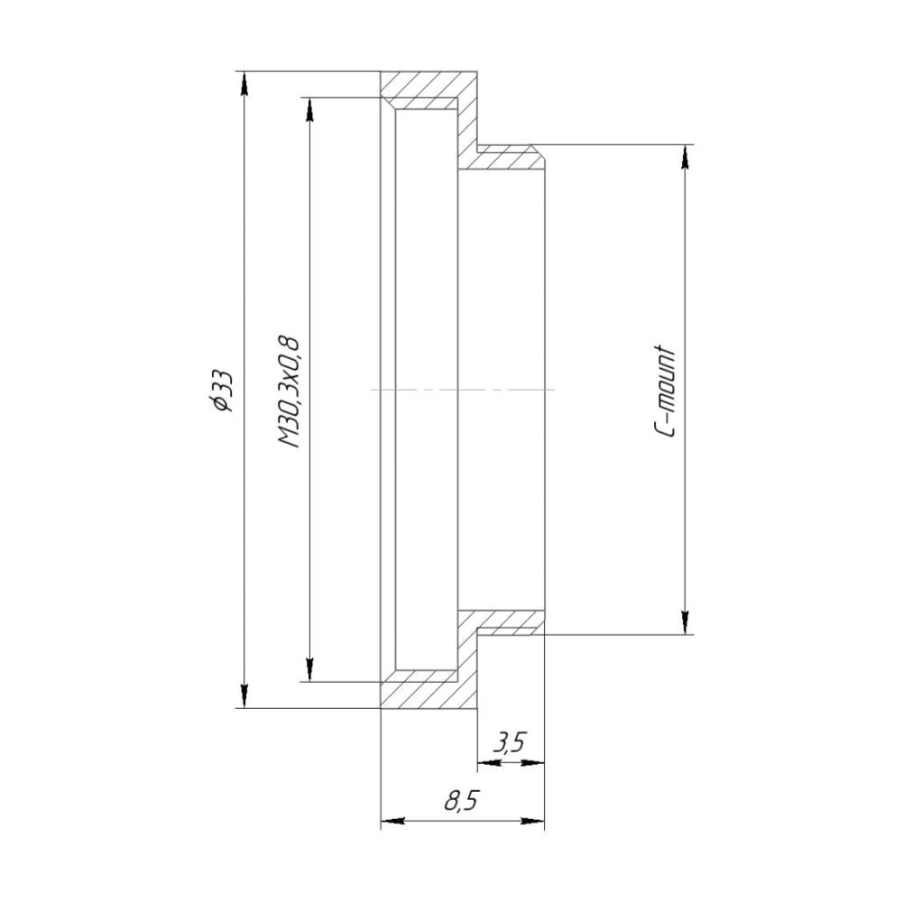 M30.3x0.8 female to C-mount male thread adapter