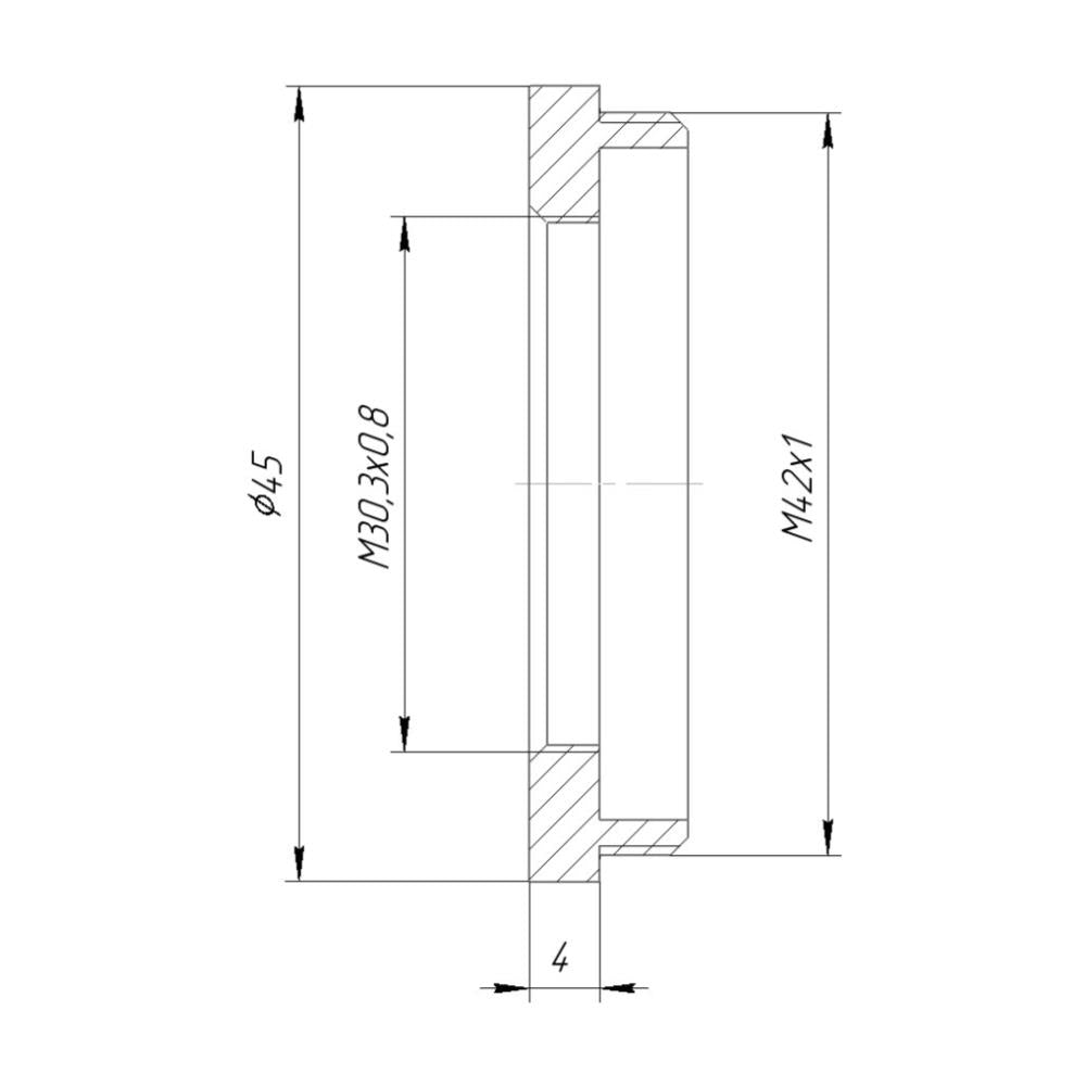 M30.3x0.8 female to M42x1 male thread adapter