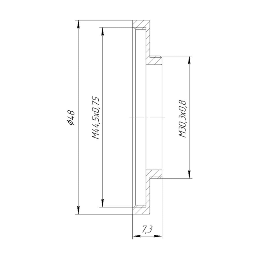 M30.3x0.8 male to M44.5x0.75 female thread adapter for APM XWA HDC 20mm eyepiece