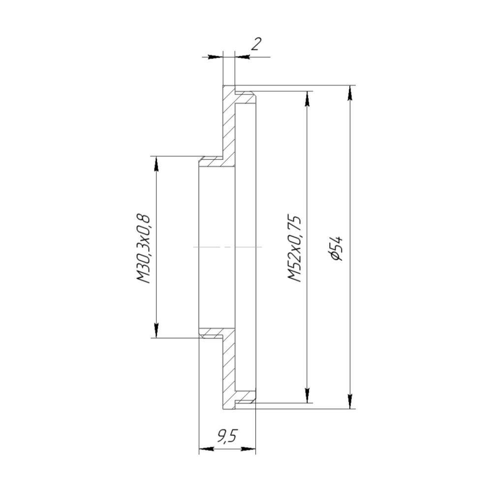 M30.3x0.8 male to M52x0.75 male thread adapter