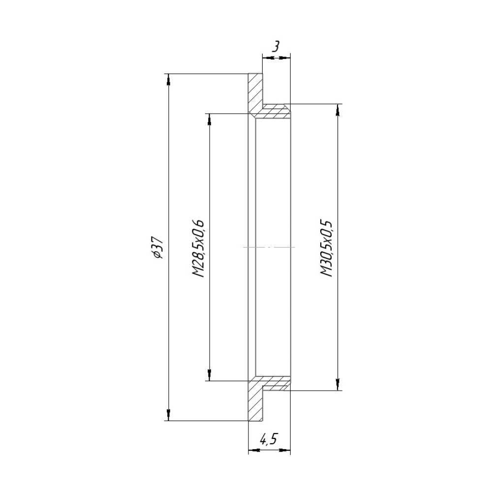 M30.5x0.5 male to M28.5x0.6 female thread adapter