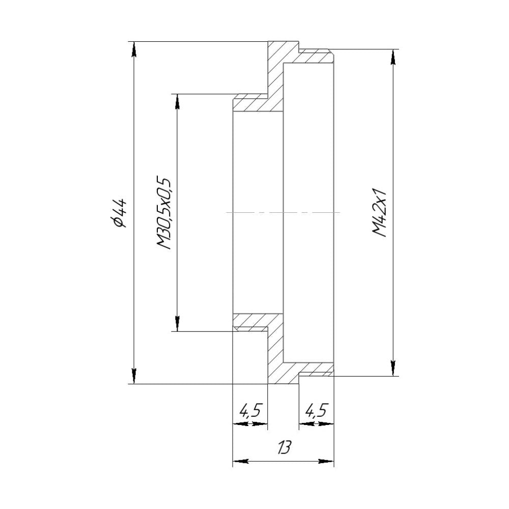 M30.5x0.5 male to M42x1 male thread adapter