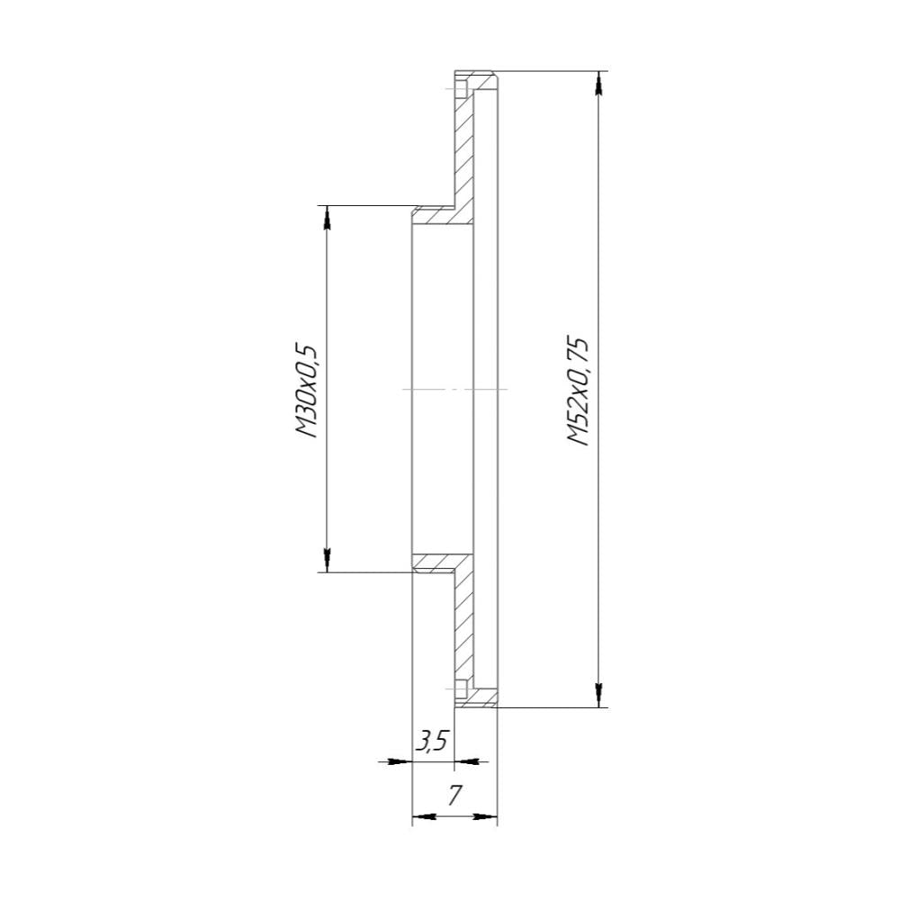 M30x0.5 male to M52x0.75 male thread adapter