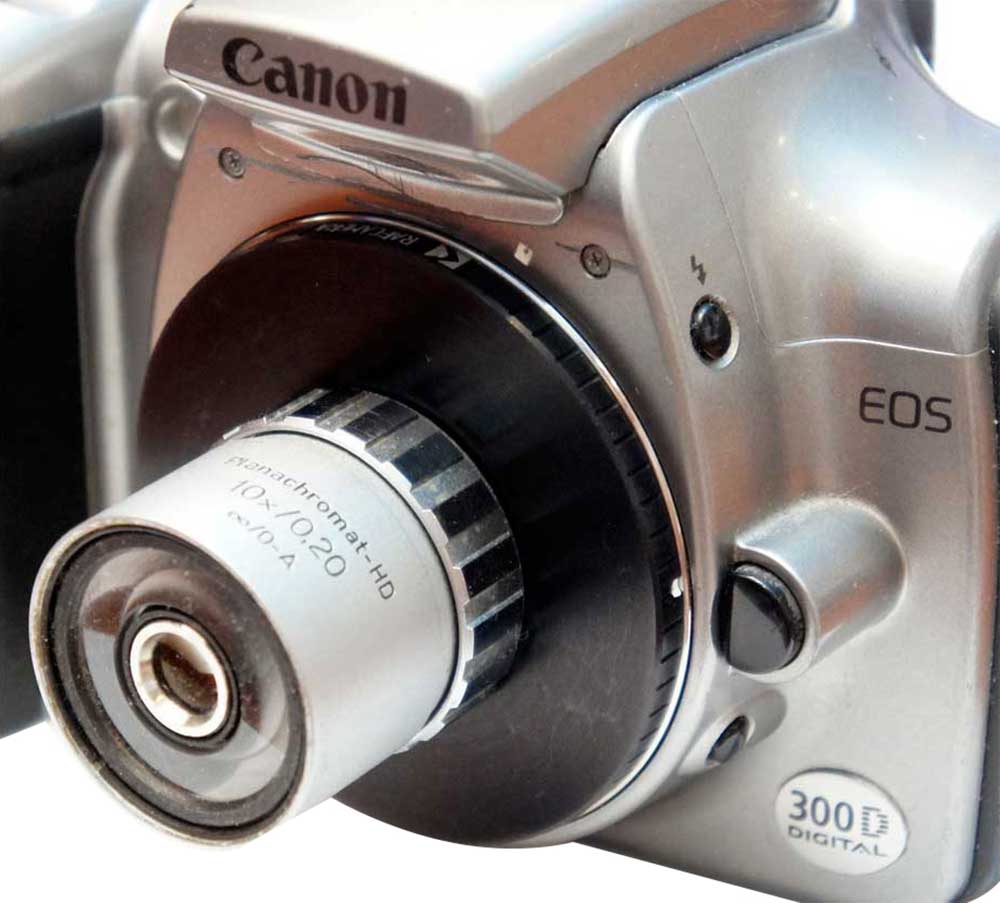 M30x0.75 female thread to Canon EOS camera mount adapter