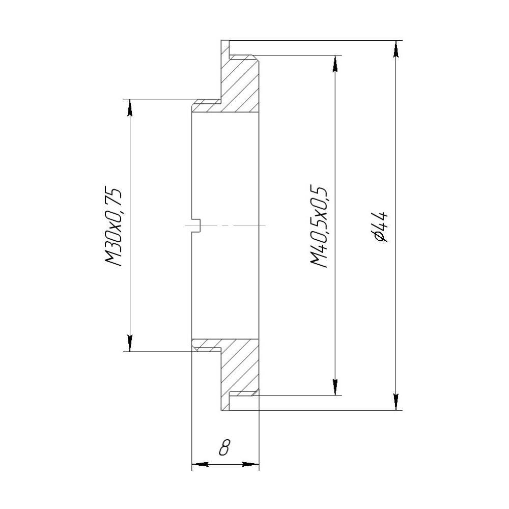 M30x0.75 male to M40.5x0.5 male thread adapter