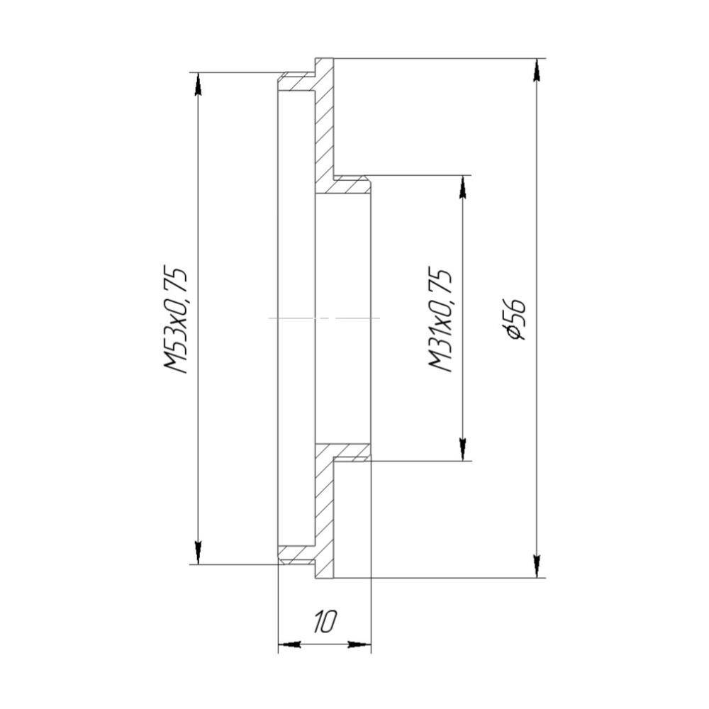 M31x0.75 male to M53x0.75 male thread adapter