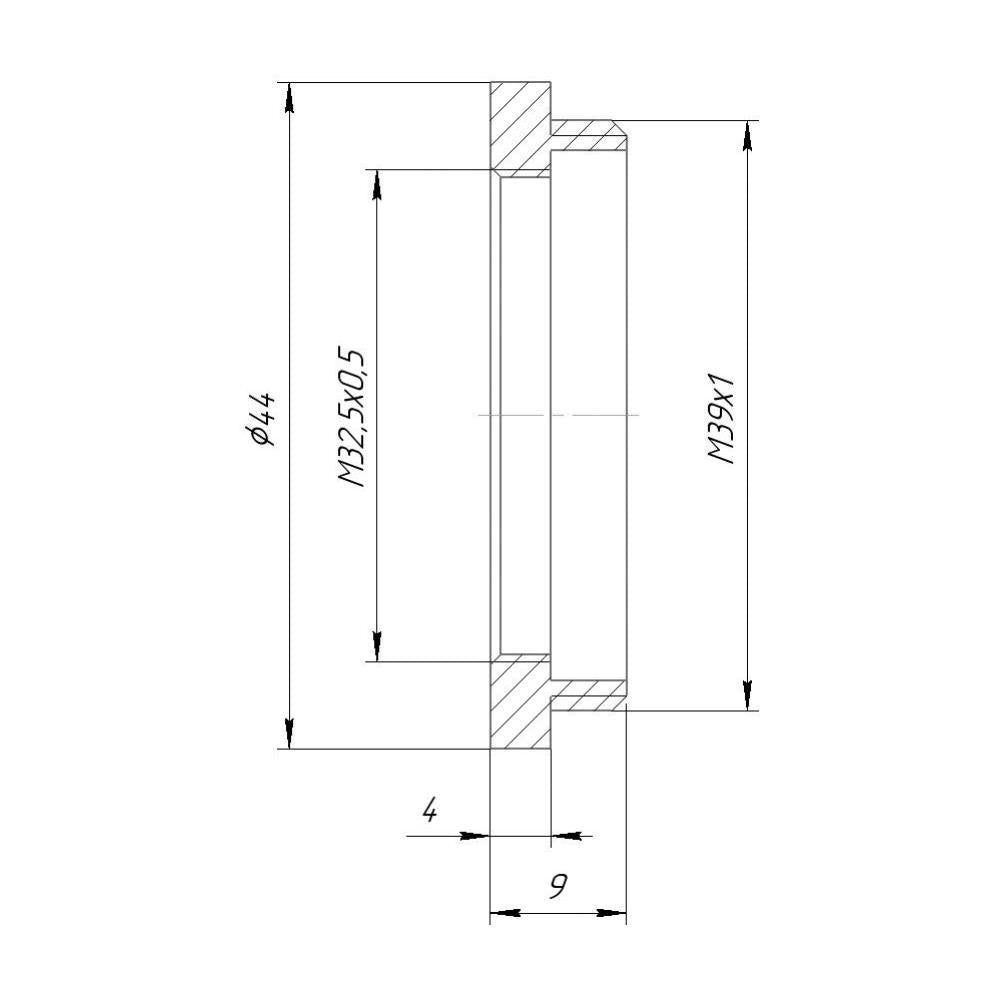 M32.5x0.5 female to M39x1 (LTM) male thread adapter
