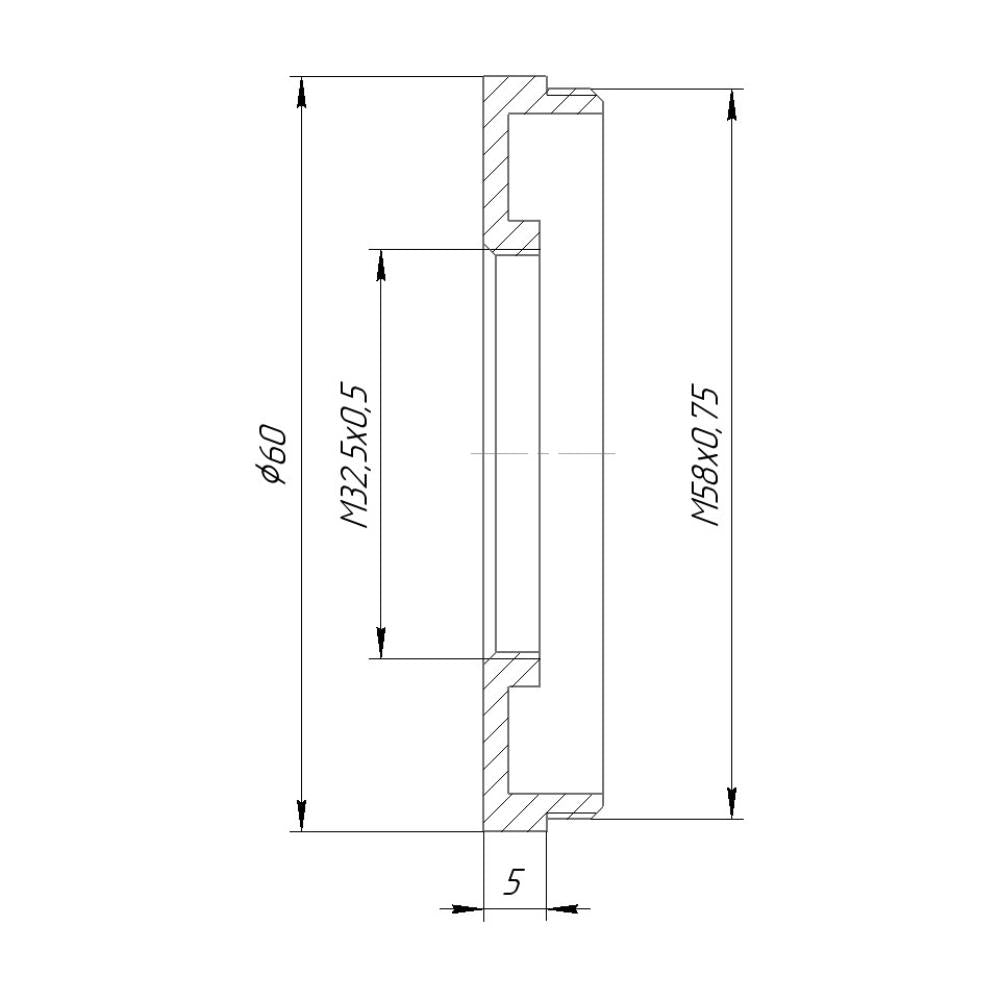M58x0.75 male to M32.5x0.5 female thread adapter