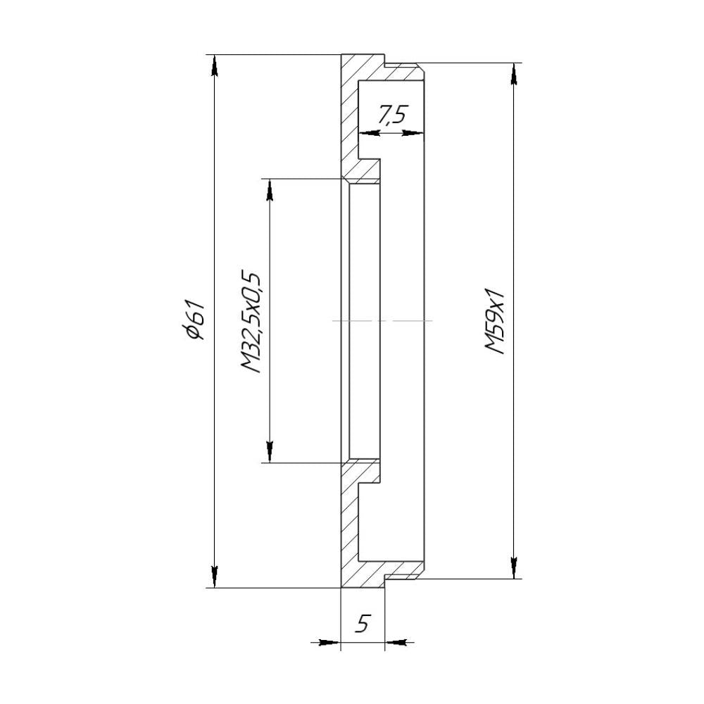 M32.5x0.5 female to M59x1 male thread adapter
