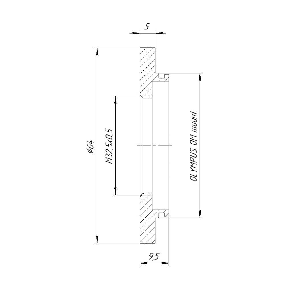 M32.5x0.5 female thread to Olympus OM camera mount adapter
