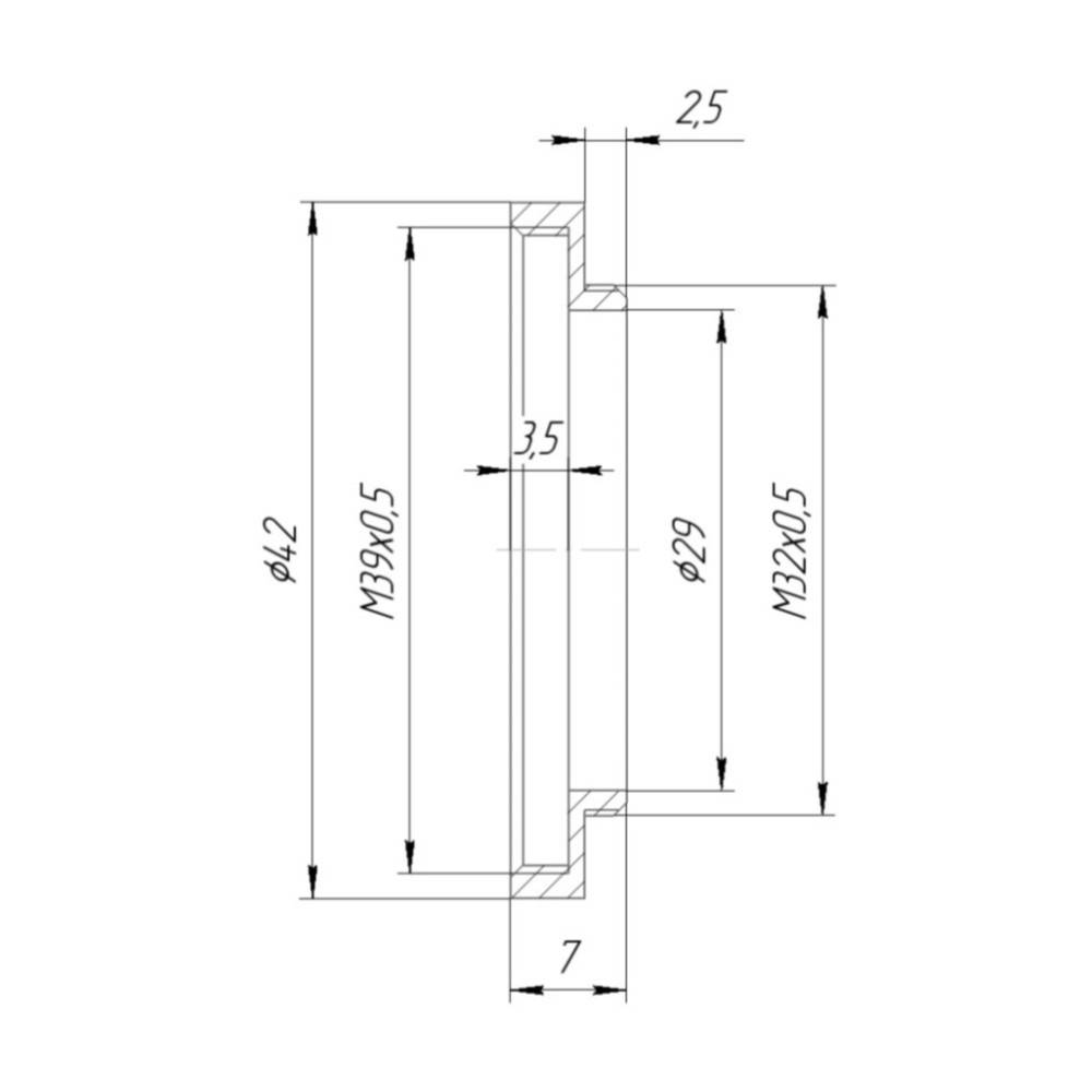 M32x0.5 male to M39x0.5 female thread adapter