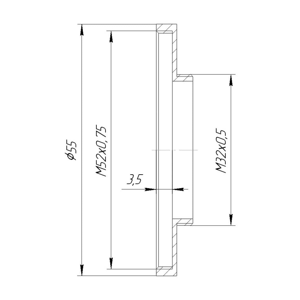 M32x0.5 male to M52x0.75 female thread adapter (step-up ring) for Kern Switar