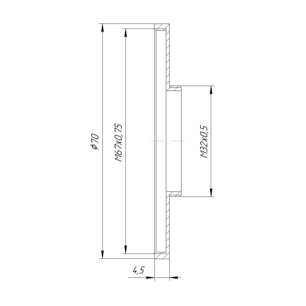 M32x0.5 male to M67x0.75 female thread adapter (step-up ring) for Kern Switar